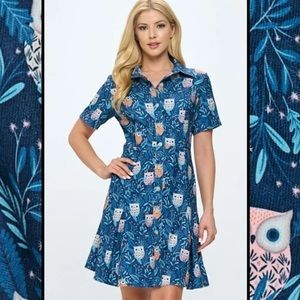 Corduroy Owl Dress- Lg